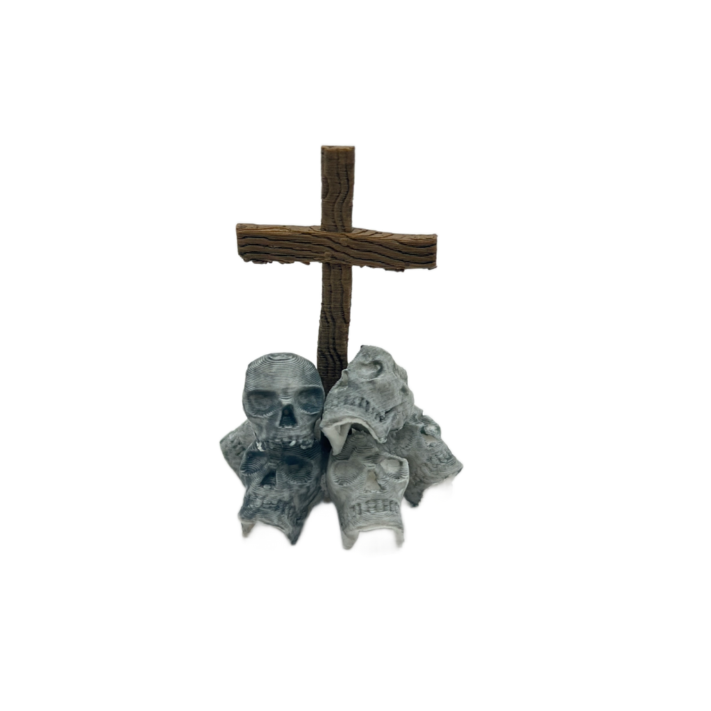 Skull Pile with Wooden Cross